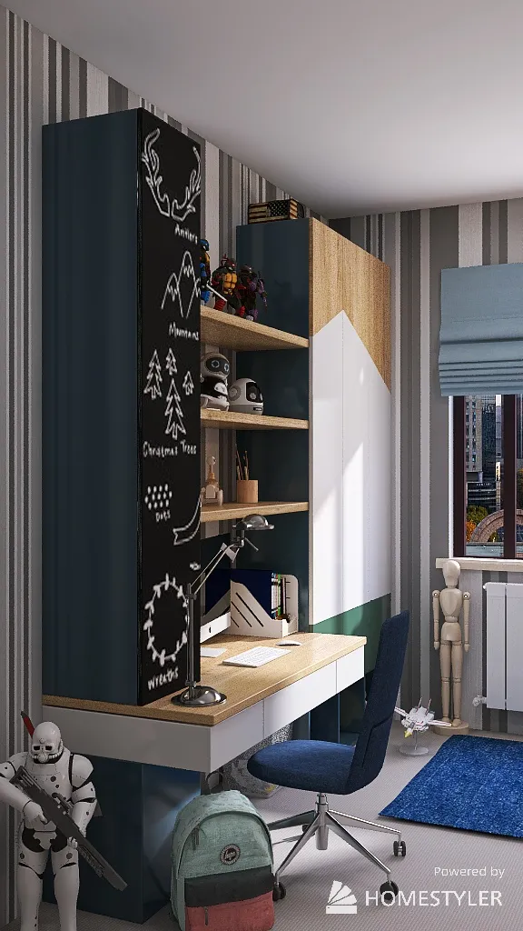 Teenager Bedroom 3d design renderings