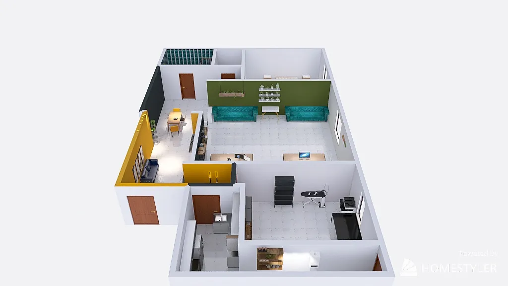 appartement et atelier de travail 3d design renderings