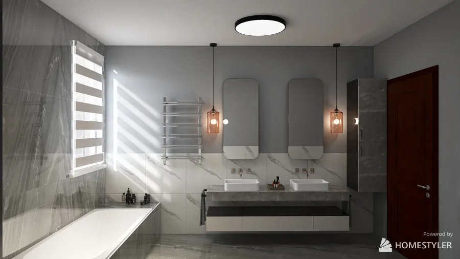 Loft style bathroom 3d design renderings