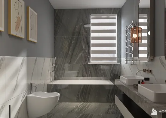 Loft style bathroom Design Rendering