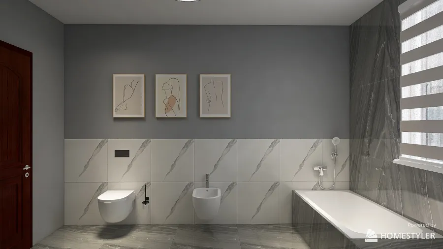 Loft style bathroom 3d design renderings