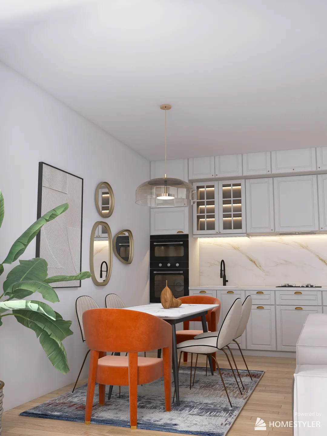 ORANGE Living Room 3d design renderings
