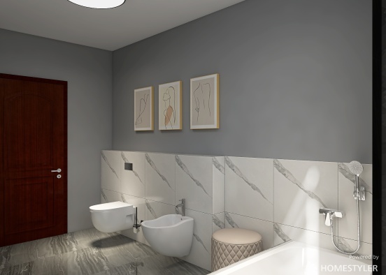 Loft style bathroom Design Rendering