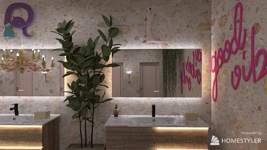 Girl Bathroom Remodel 3d design renderings