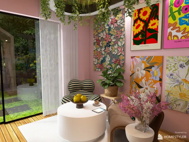 Art studio in blossoming garden