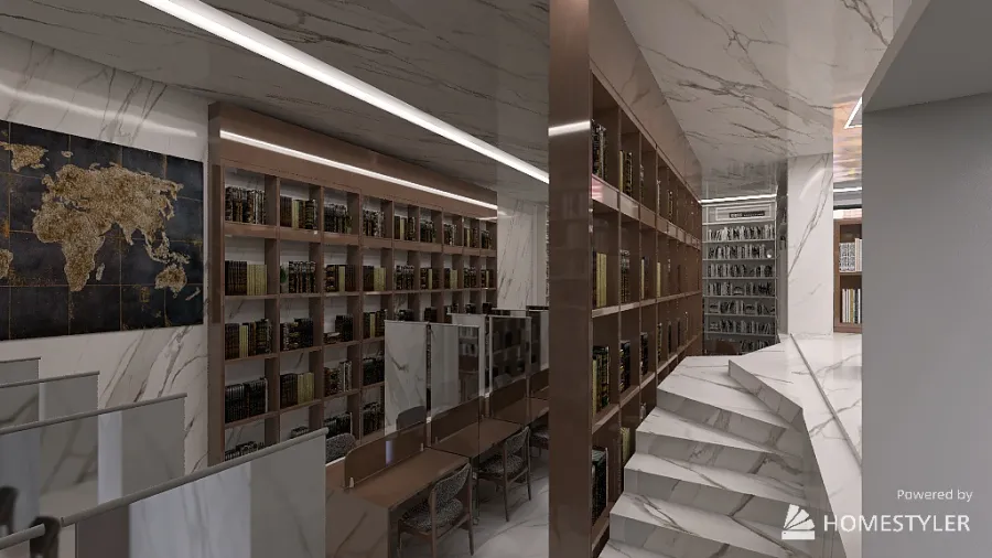 biblioteca modern 3d design renderings
