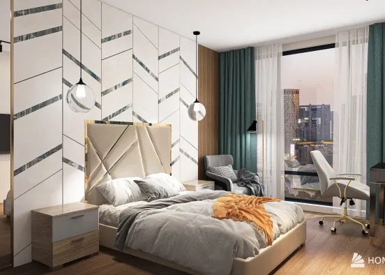 Спальня в Москва-Сити Design Rendering