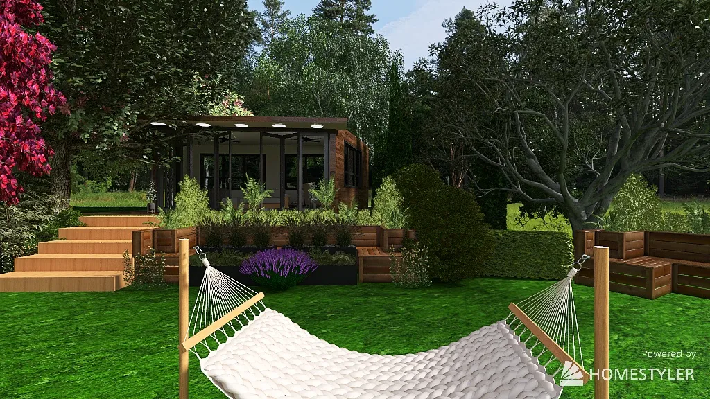 writer's studio in the garden 3d design renderings