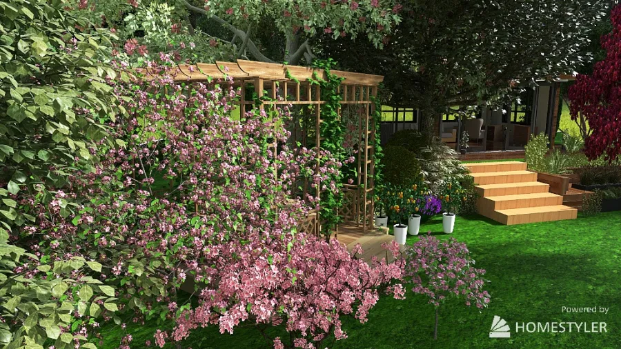 writer's studio in the garden 3d design renderings