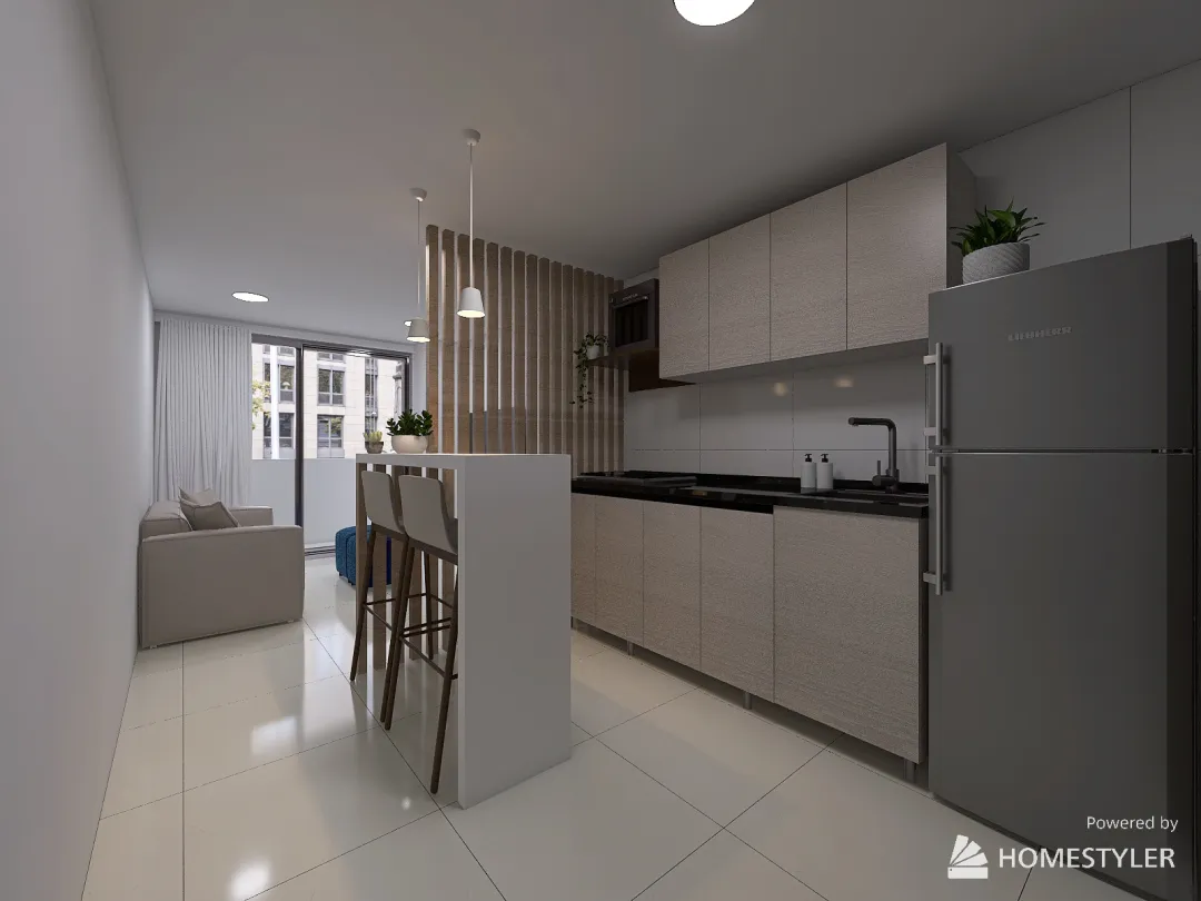 Proyecto divisionn de cocina y sala 3d design renderings