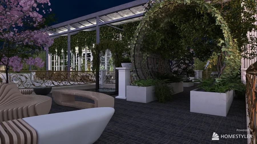 House with a winter garden and terrace 3d design renderings