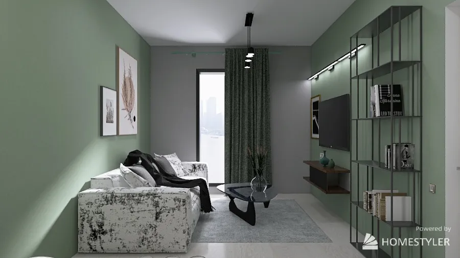 Green flat 3d design renderings