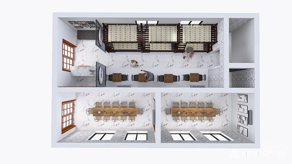 B&W restaurant 3d design renderings