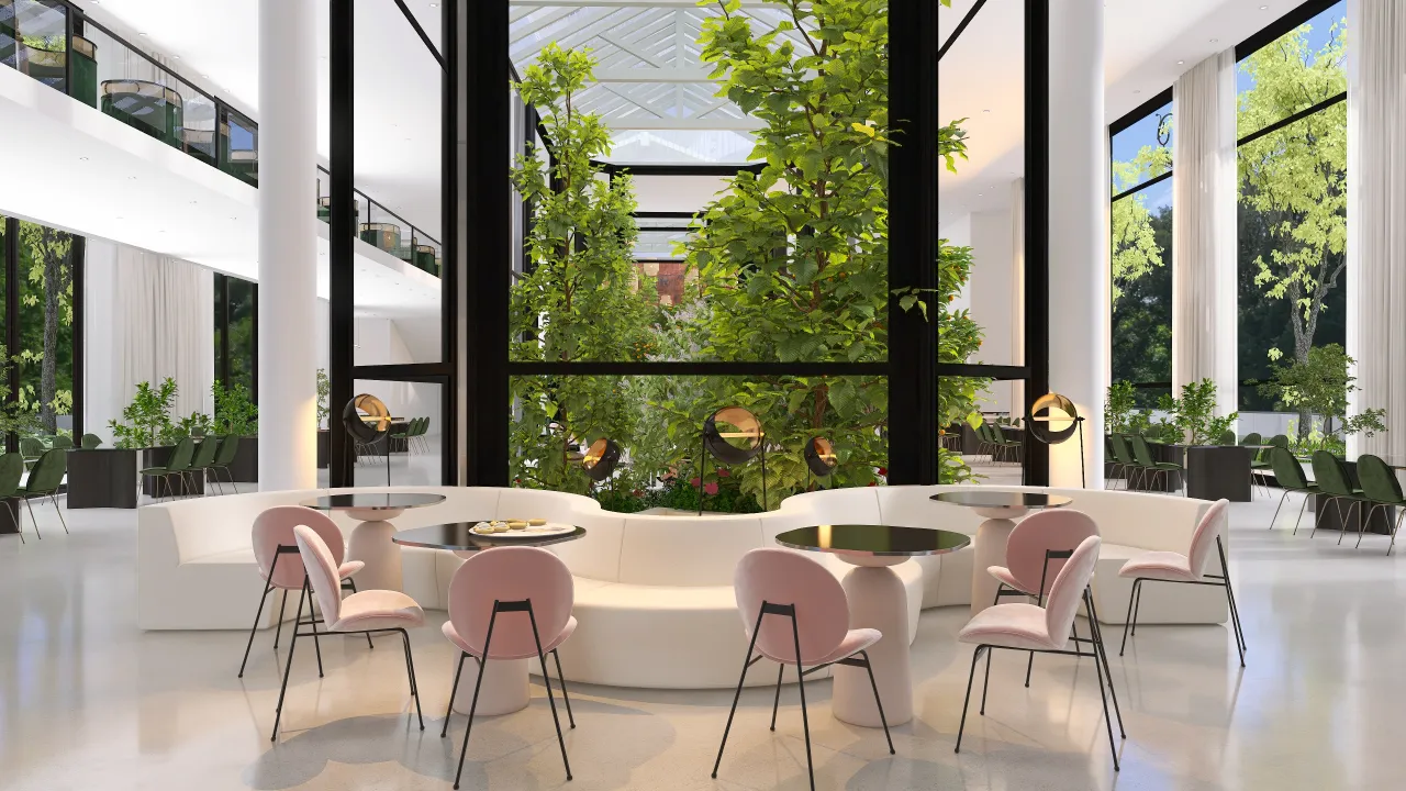 Green Restaurant 3d design renderings