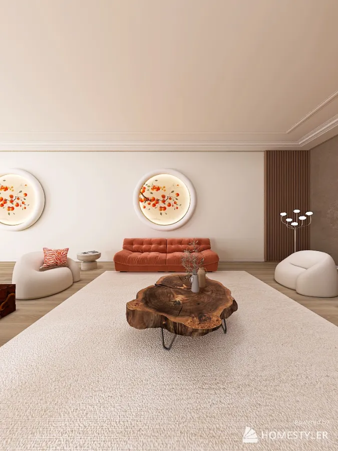 Orange living room 3d design renderings