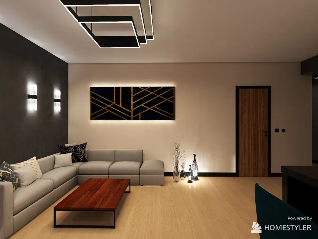 Kuchnia, korytarz, salon - wariant 4 3d design renderings