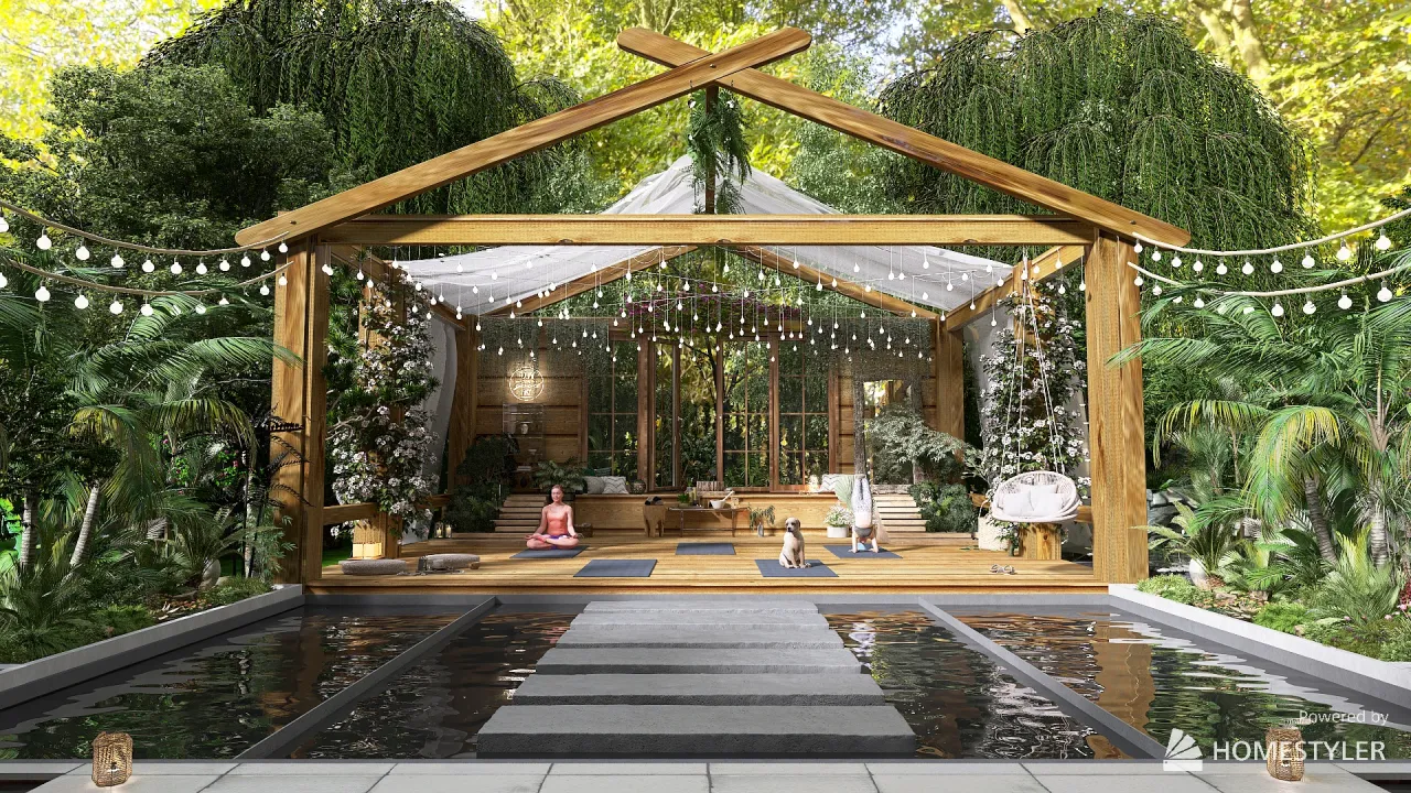 Garden yoga studio 3d design renderings