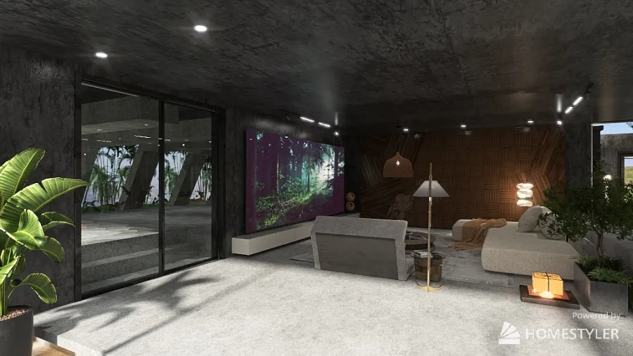 Living Room & Theatre Lounge 3d design renderings