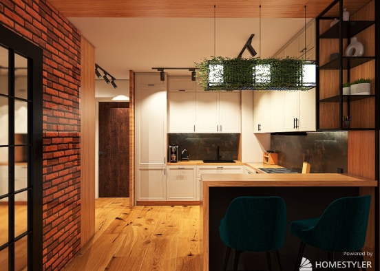 biała, drewniana kuchnia_Mieszkanie Agi_2 Design Rendering