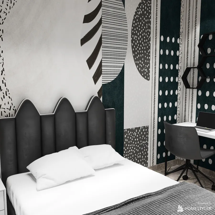 Black and white 3d design renderings
