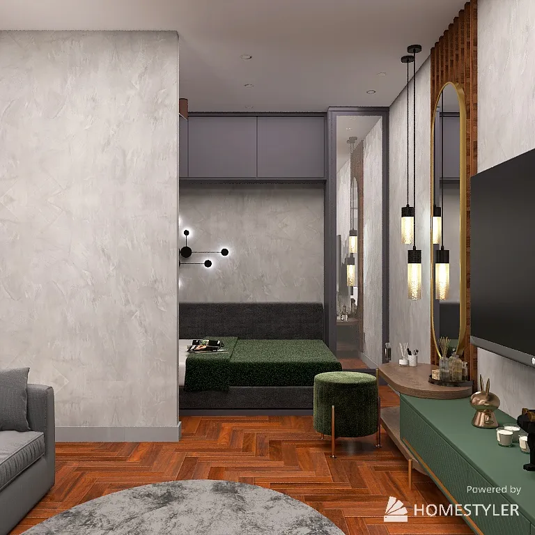 1к квартира (серый вариант) 3d design renderings