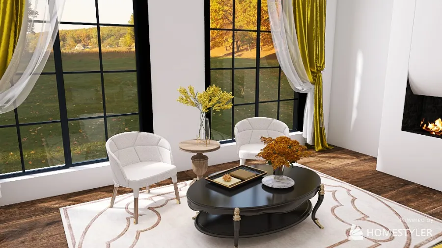 Modern Victorian Living Room 3d design renderings