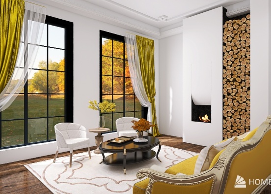 Modern Victorian Living Room Design Rendering