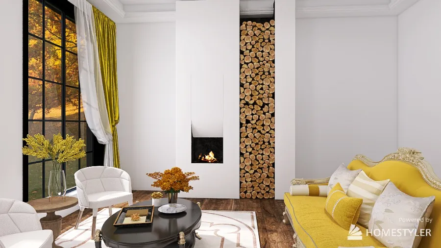 Modern Victorian Living Room 3d design renderings