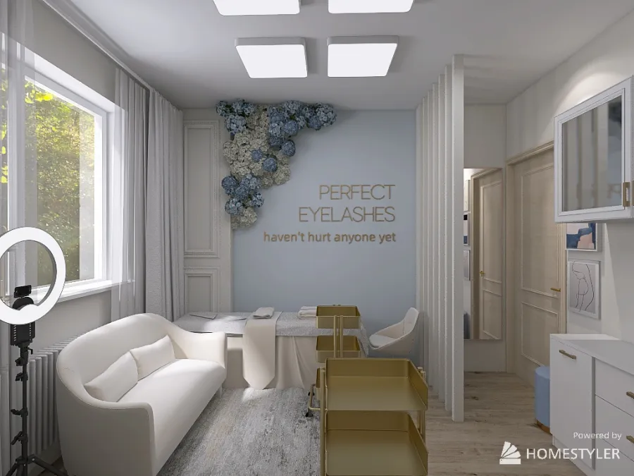 a small studio for eyelash extensions in a classic style 3d design renderings