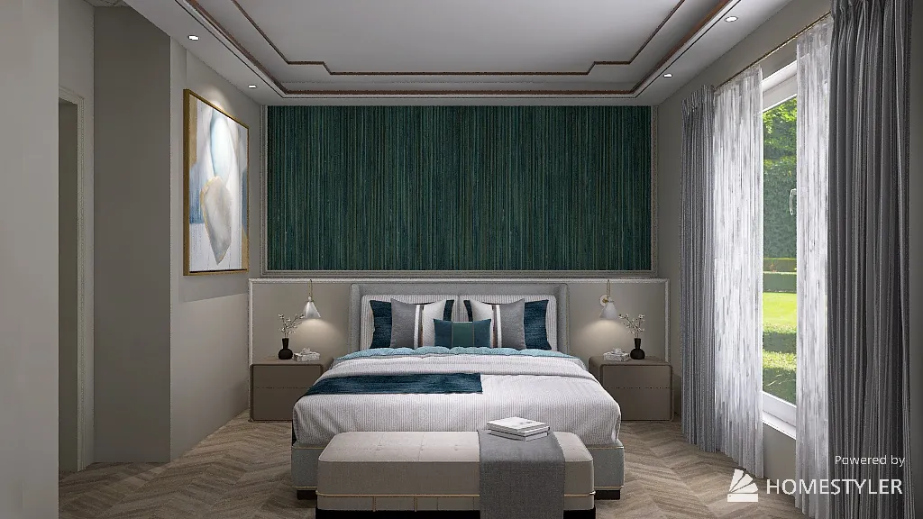 Teal Bedroom 3d design renderings