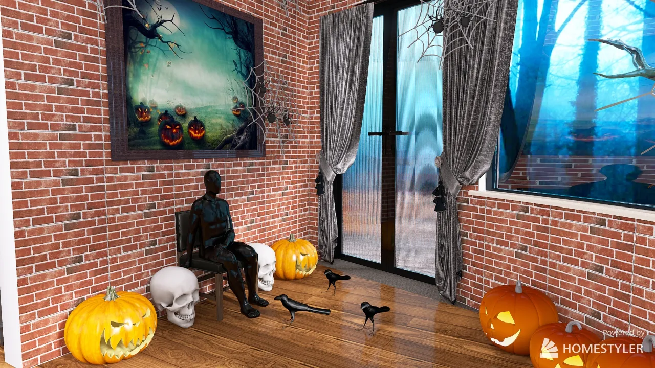 petite maison d'halloween 3d design renderings