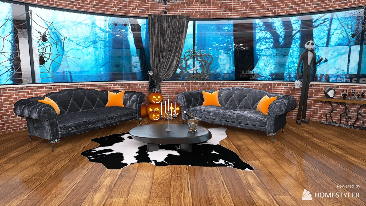 petite maison d'halloween 3d design renderings