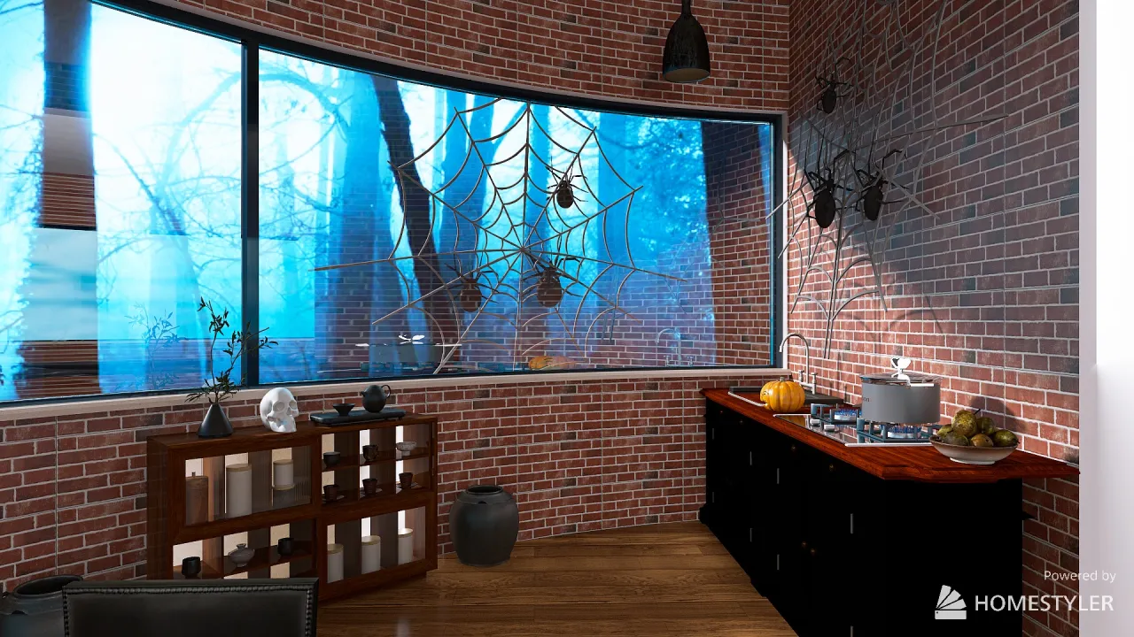 petite maison d'halloween 3d design renderings