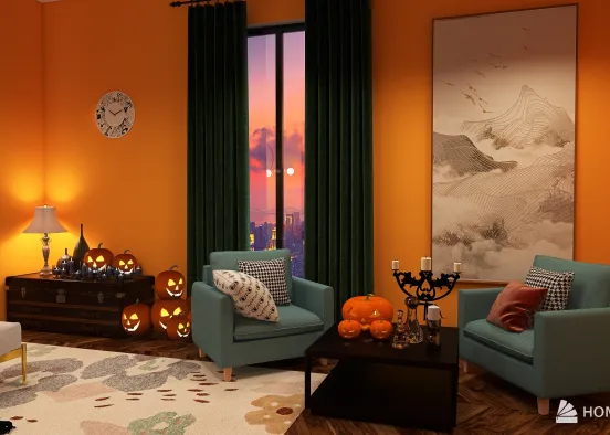 Bedroom Halloween Design Rendering