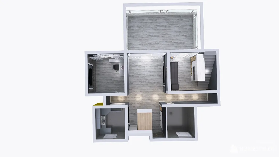 nice modernized living space (Lower Level) 3d design renderings