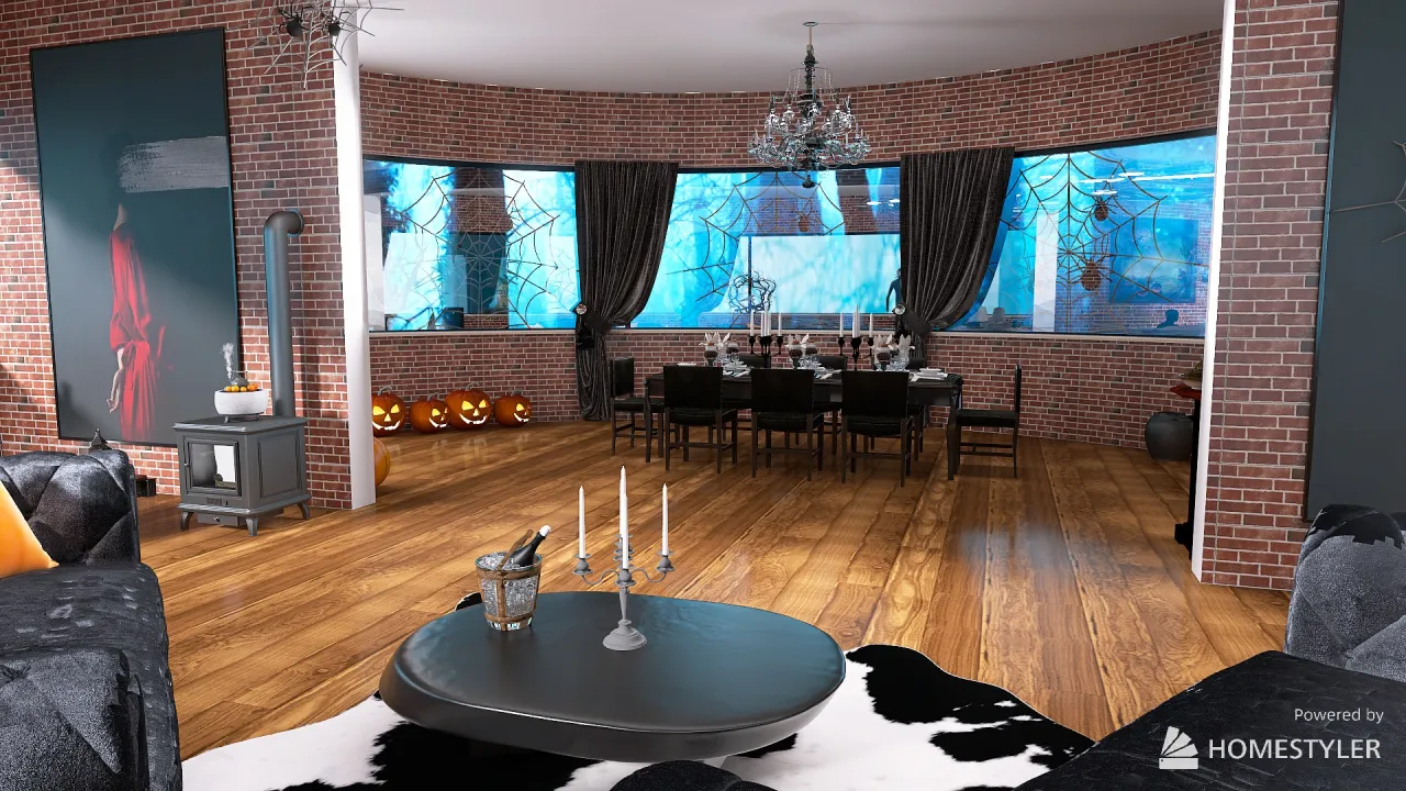 petite maison d'halloween 3d design renderings