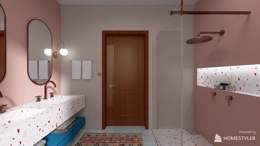 Terrazzo bathroom 3d design renderings