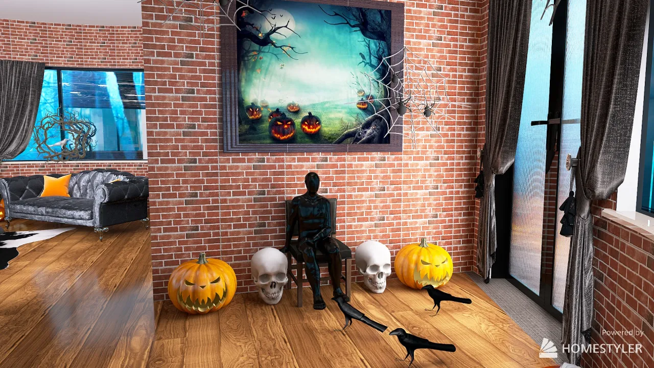 petite maison d'halloween 3d design renderings