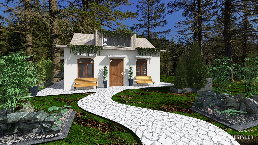 casetta in montagna con abbaino 3d design renderings