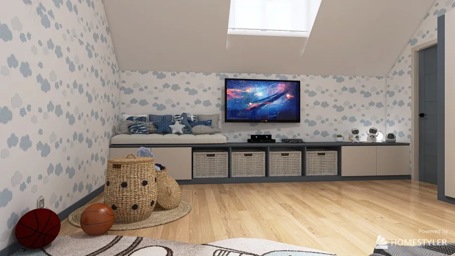 Attic Teenager's Bedroom 3d design renderings