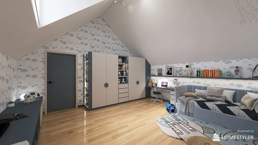 Attic Teenager's Bedroom 3d design renderings