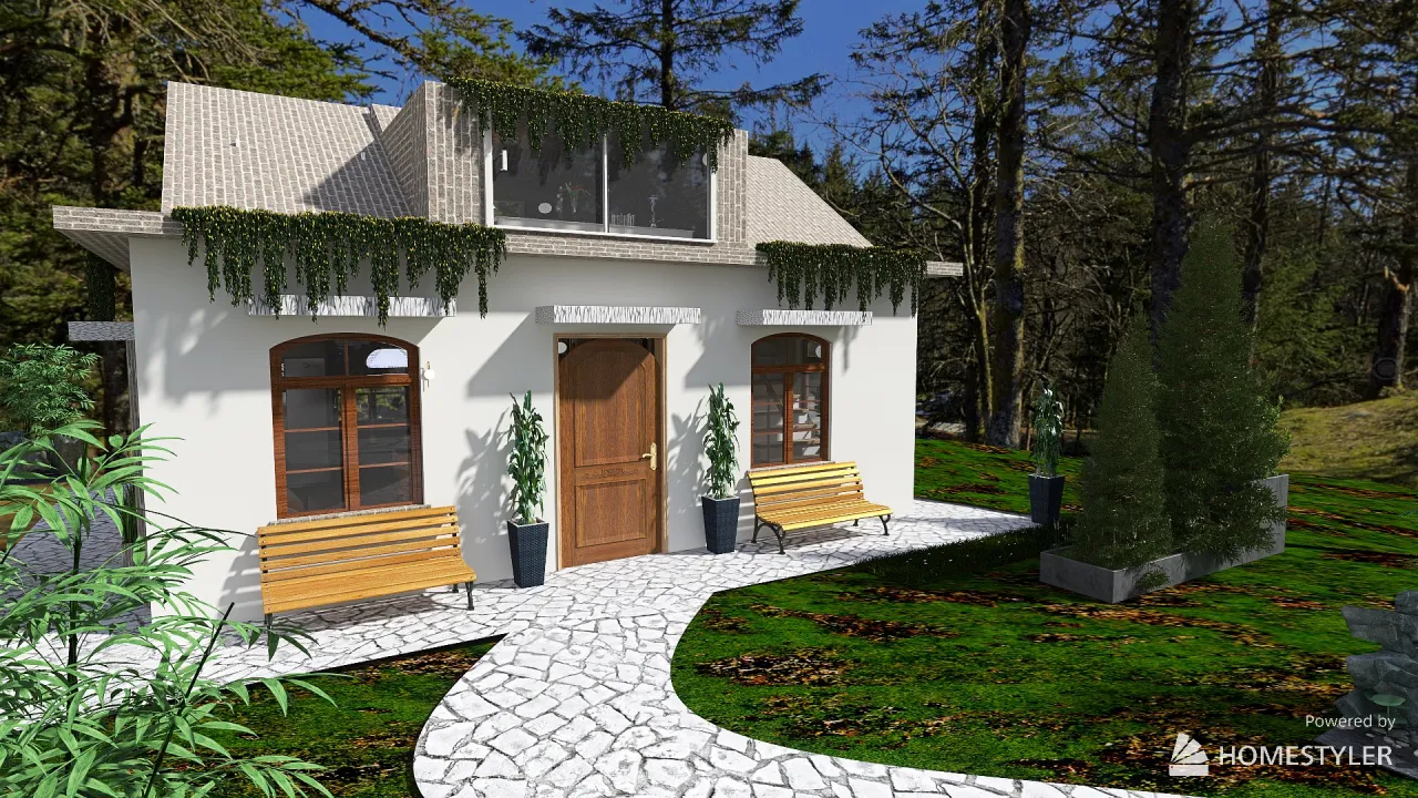 casetta in montagna con abbaino 3d design renderings