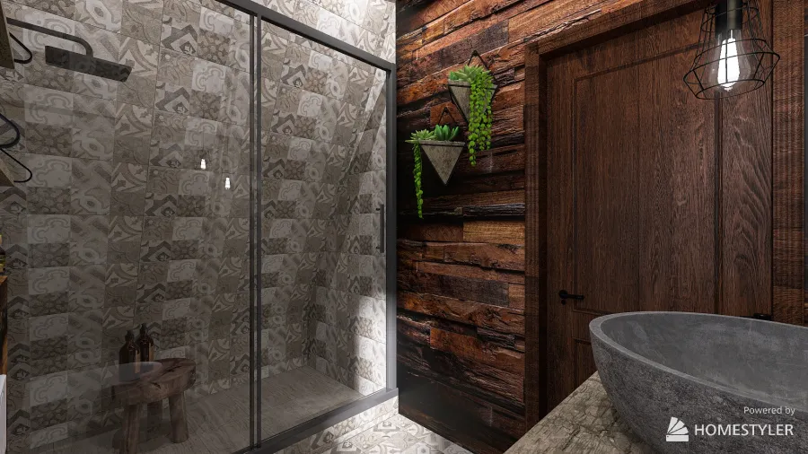 Rustic bathroom 3d design renderings