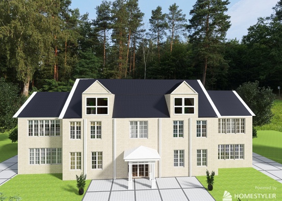 Colonial House Design Rendering
