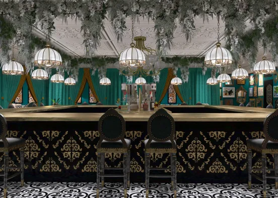 Nana's Lounge - Maximalist Bar & Cafe Design Rendering