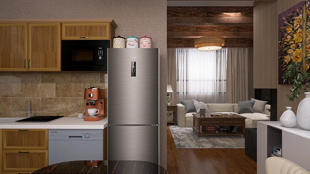 підвал-вітальня-кухня 3d design renderings