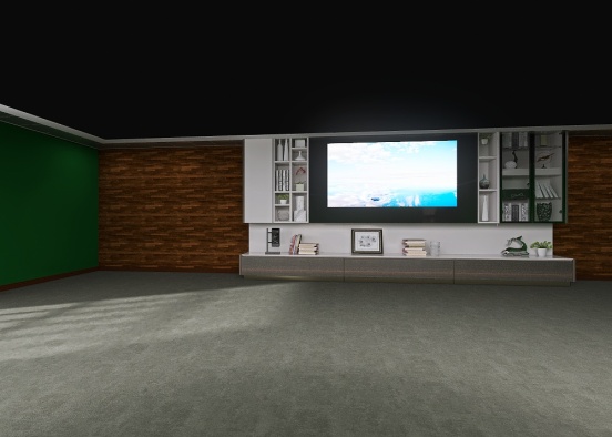 Set Design Project - Green/Black Bedroom(s)/living Design Rendering