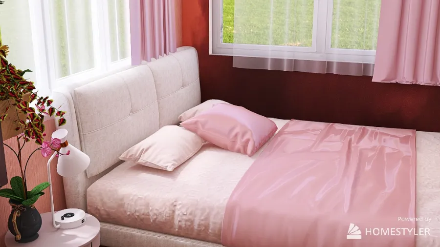 Two-Person Pink Bedroom 3d design renderings
