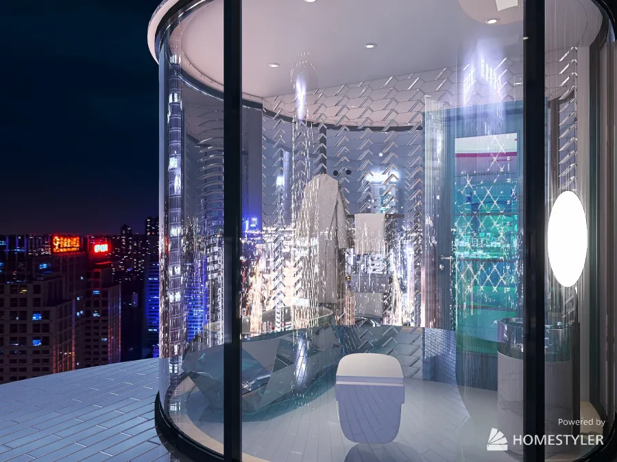 Futuristic Neon Apartment 3d design renderings