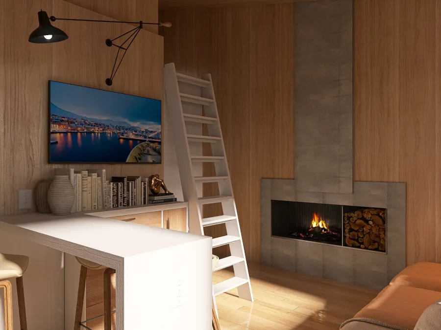Living, Dining & Sleeping Loft 3d design renderings